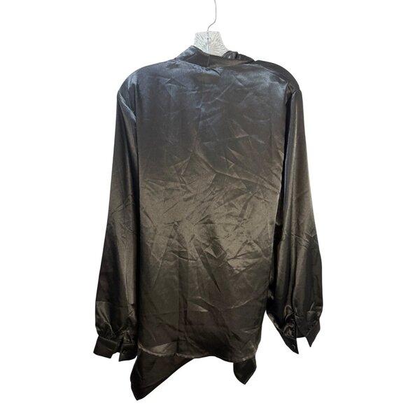 Acevog Womens Satin Black Wrap Robe With Tie Closure XL - Picture 2 of 8